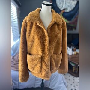Divided Mustard Yellow Teddy Bear Coat